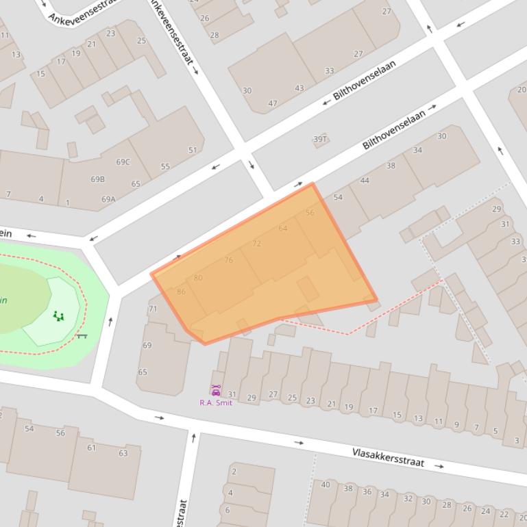 Kaart van postcodegebied 2574TK.