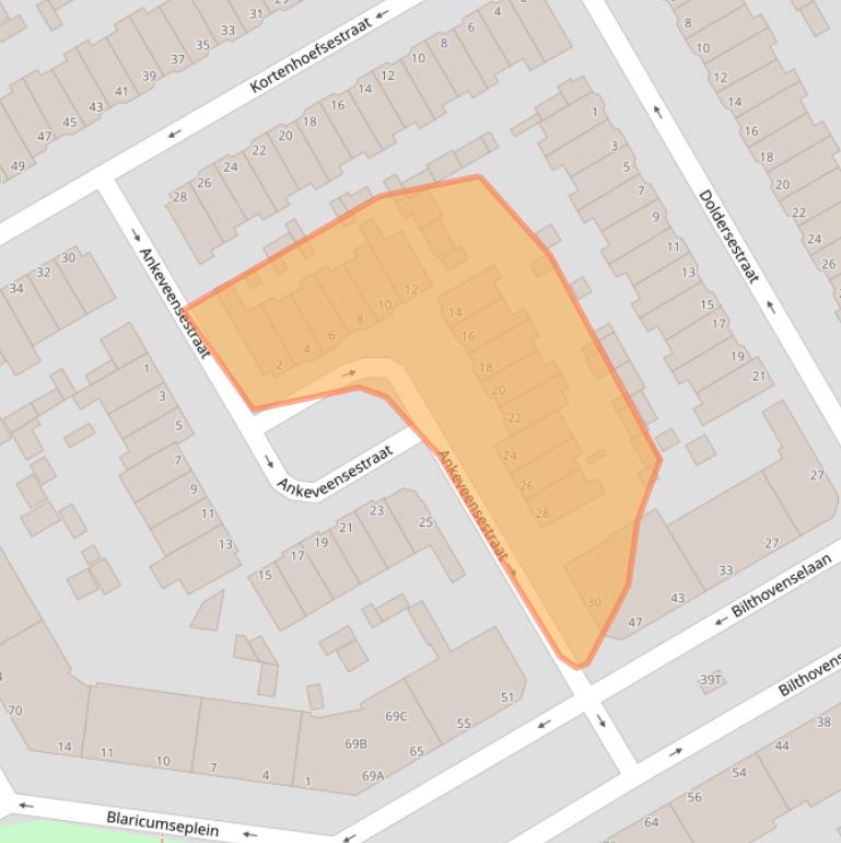 Kaart van postcodegebied 2574TM.