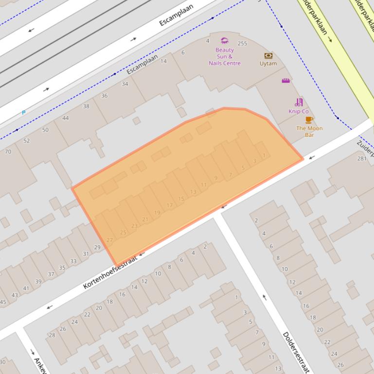 Kaart van postcodegebied 2574TN.