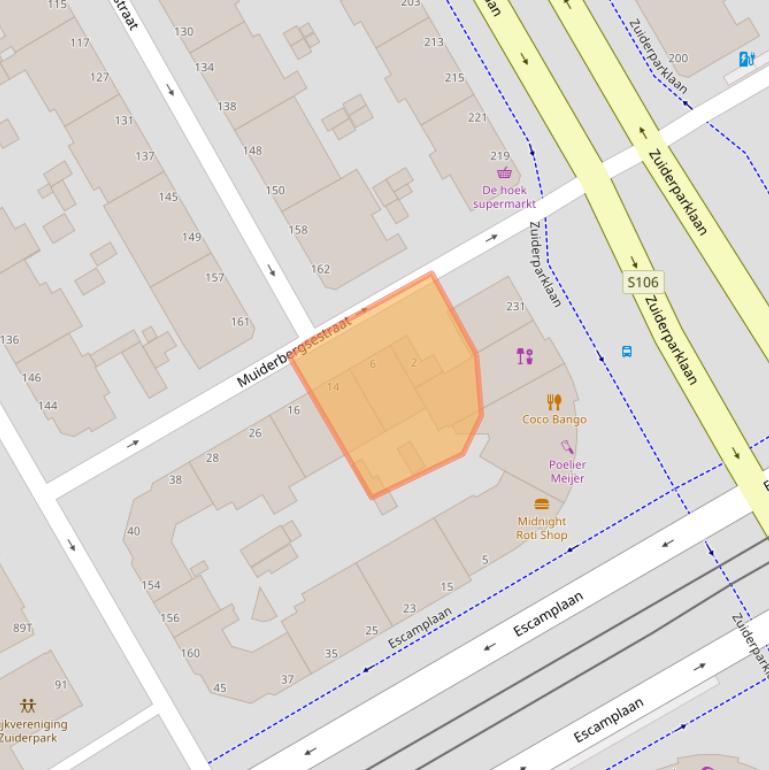 Kaart van postcodegebied 2574VA.