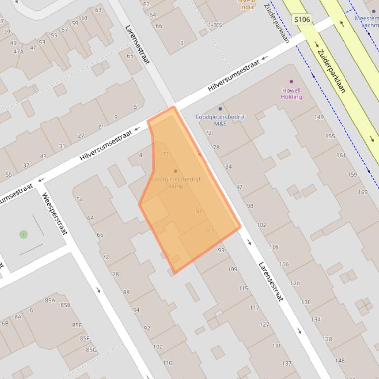 Kaart van postcodegebied 2574VE.