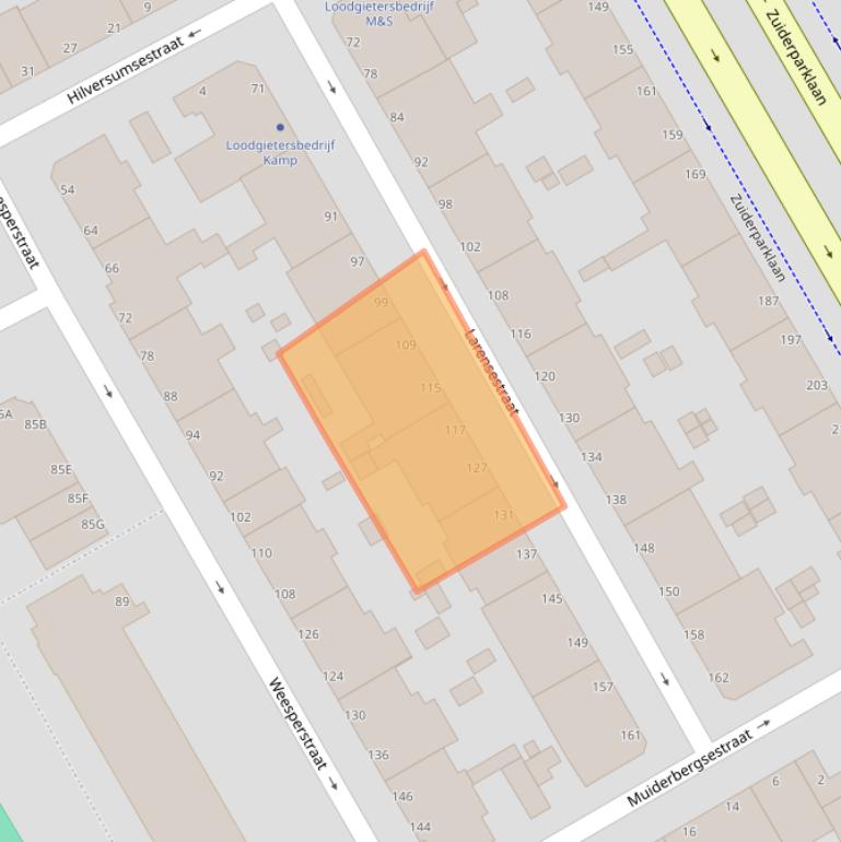 Kaart van postcodegebied 2574VG.