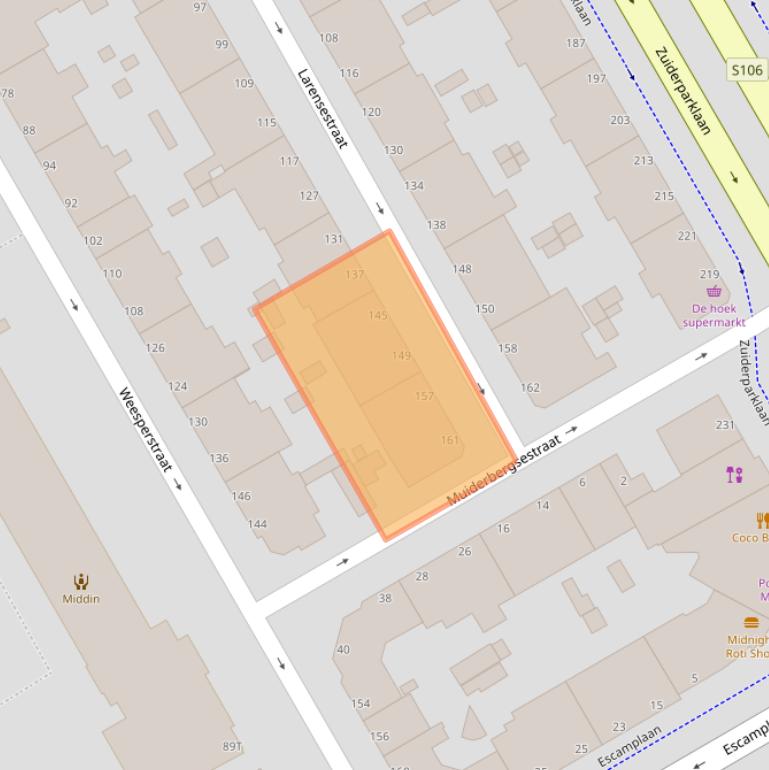 Kaart van postcodegebied 2574VH.