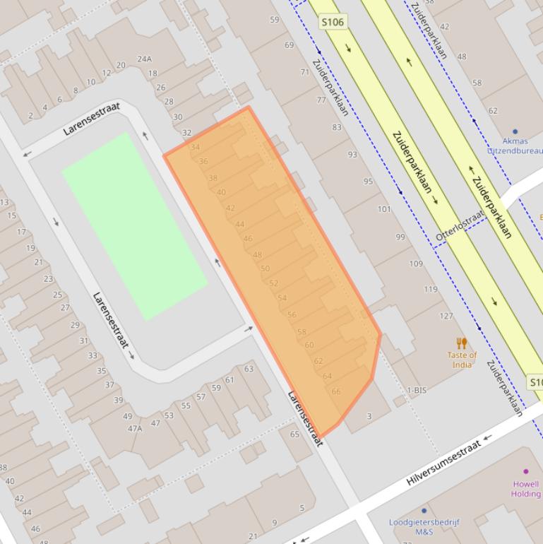 Kaart van postcodegebied 2574VK.