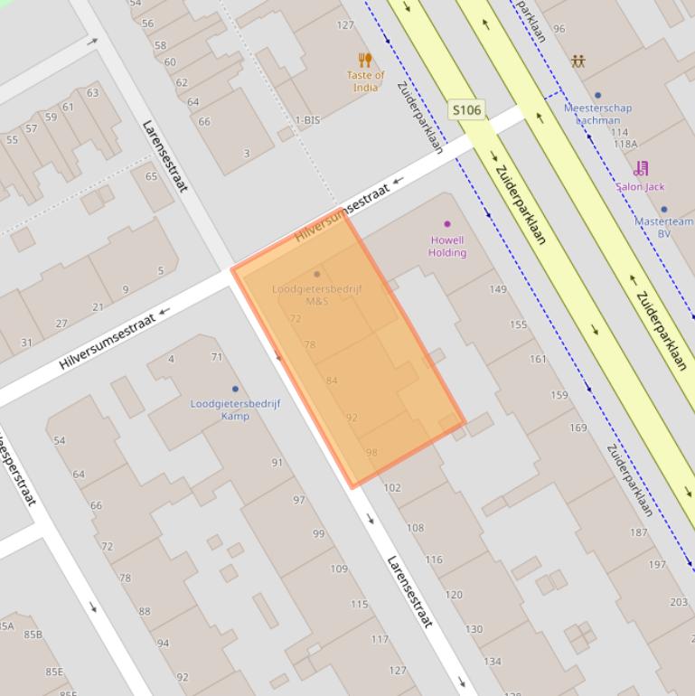 Kaart van postcodegebied 2574VL.