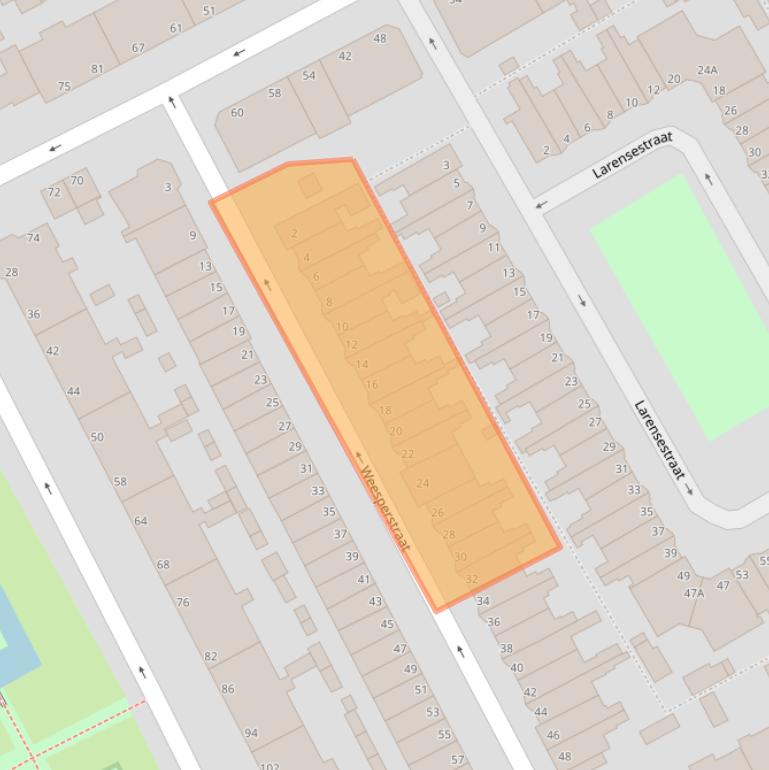 Kaart van postcodegebied 2574VT.