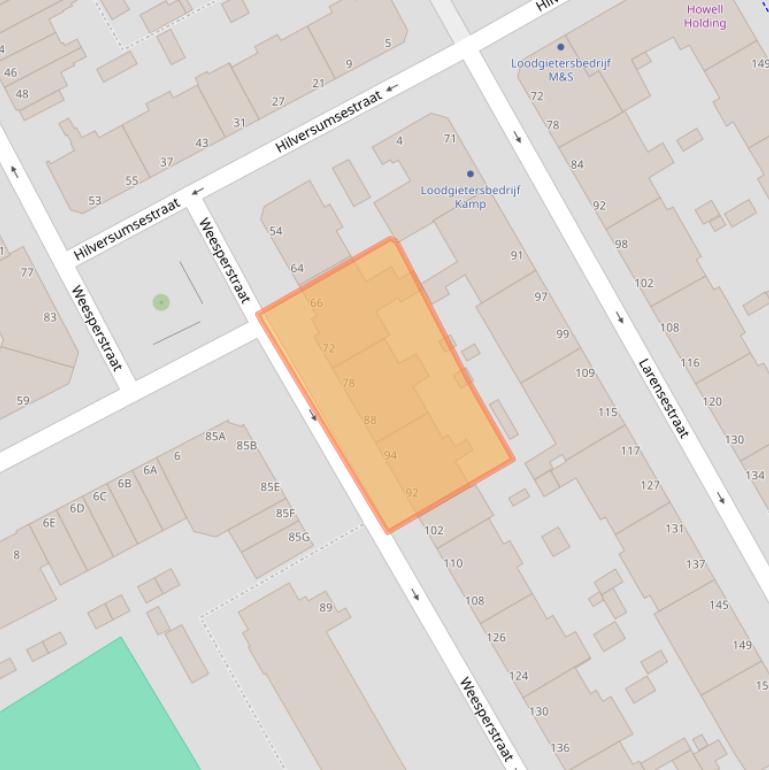 Kaart van postcodegebied 2574VW.