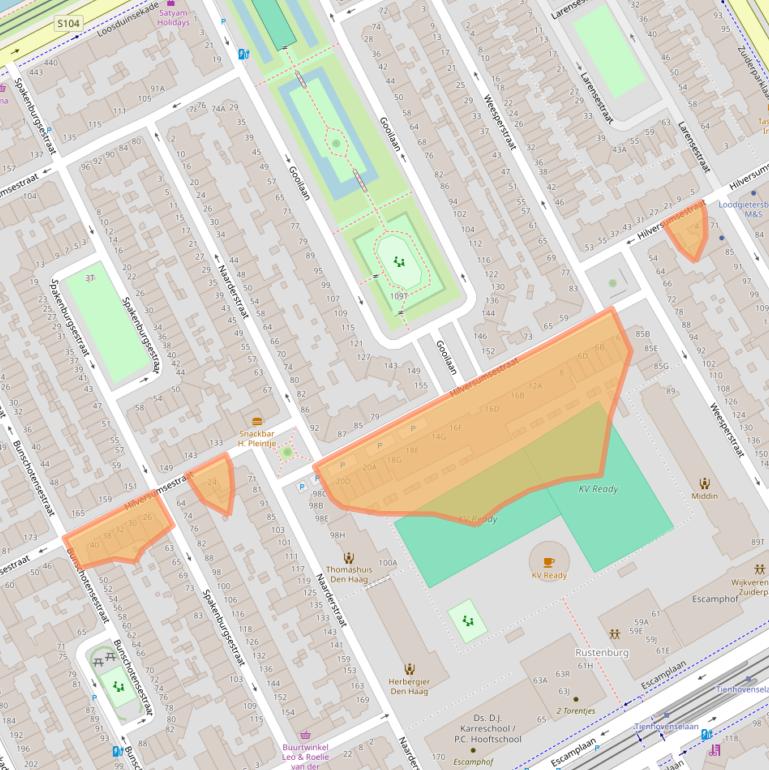 Kaart van postcodegebied 2574XG.