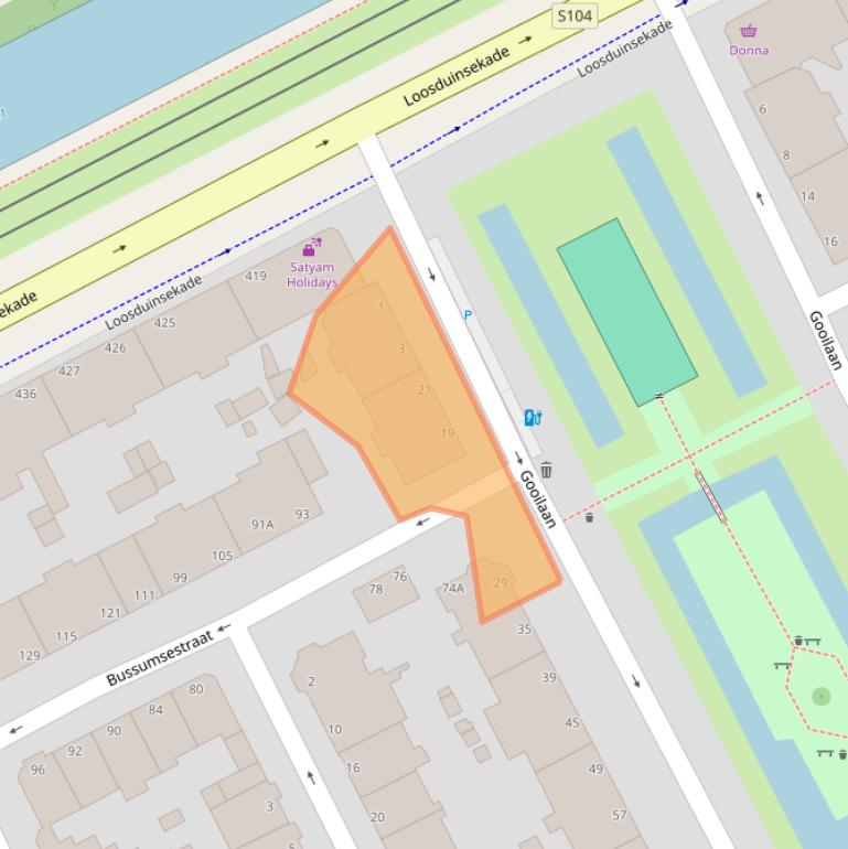 Kaart van postcodegebied 2574XJ.