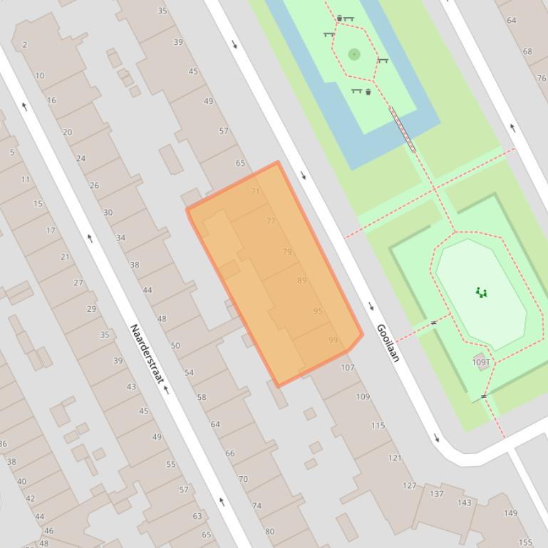 Kaart van postcodegebied 2574XL.