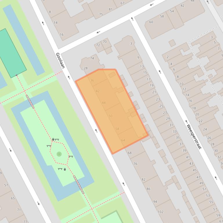 Kaart van postcodegebied 2574XR.