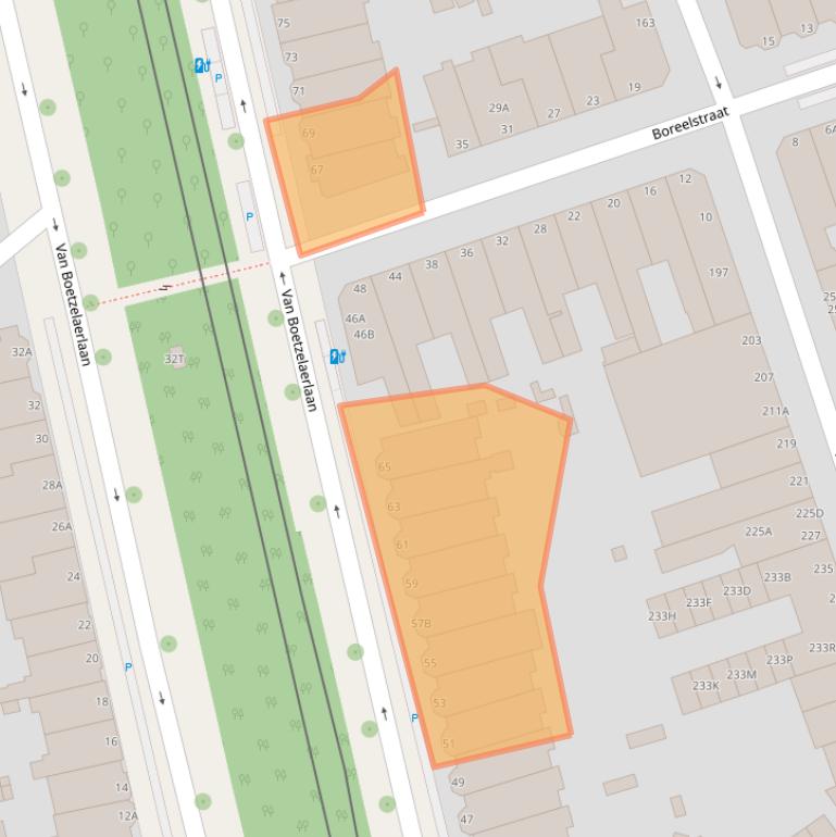 Kaart van postcodegebied 2581AC.