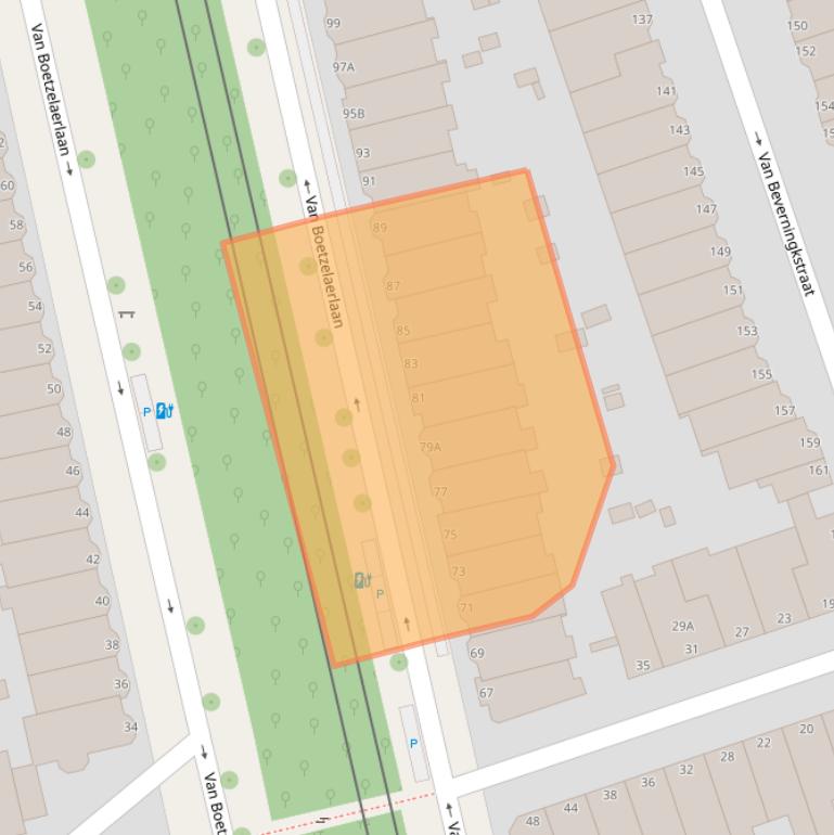 Kaart van postcodegebied 2581AD.