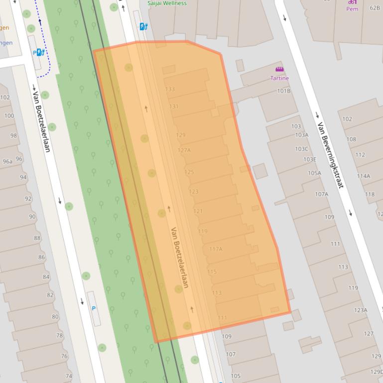 Kaart van postcodegebied 2581AG.