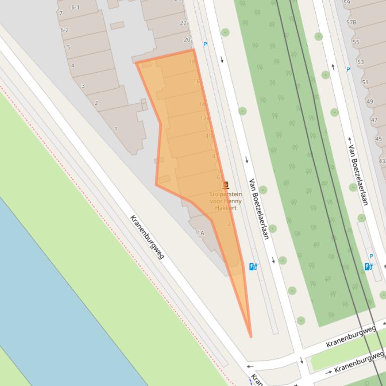 Kaart van postcodegebied 2581AH.