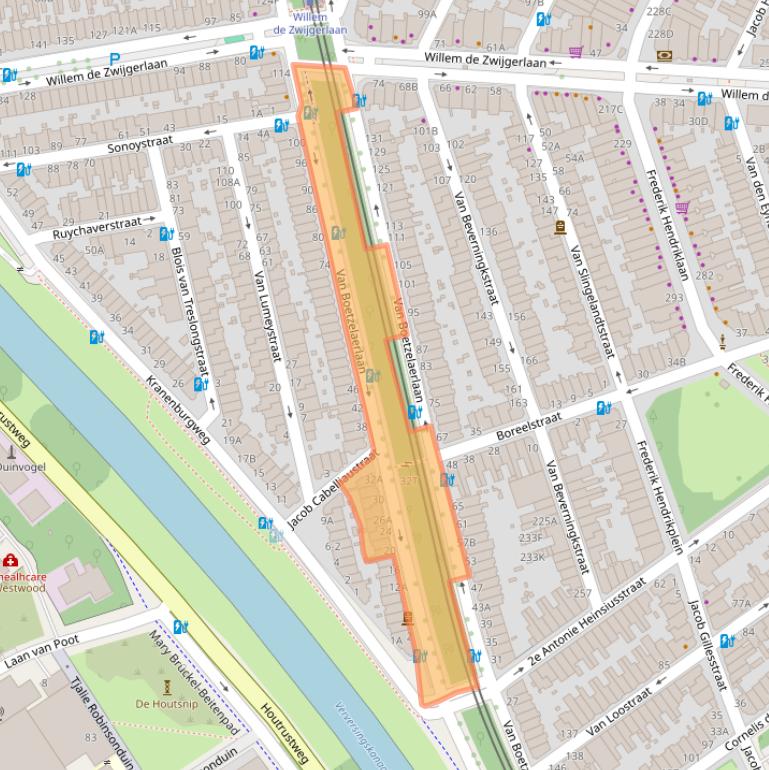 Kaart van postcodegebied 2581AJ.