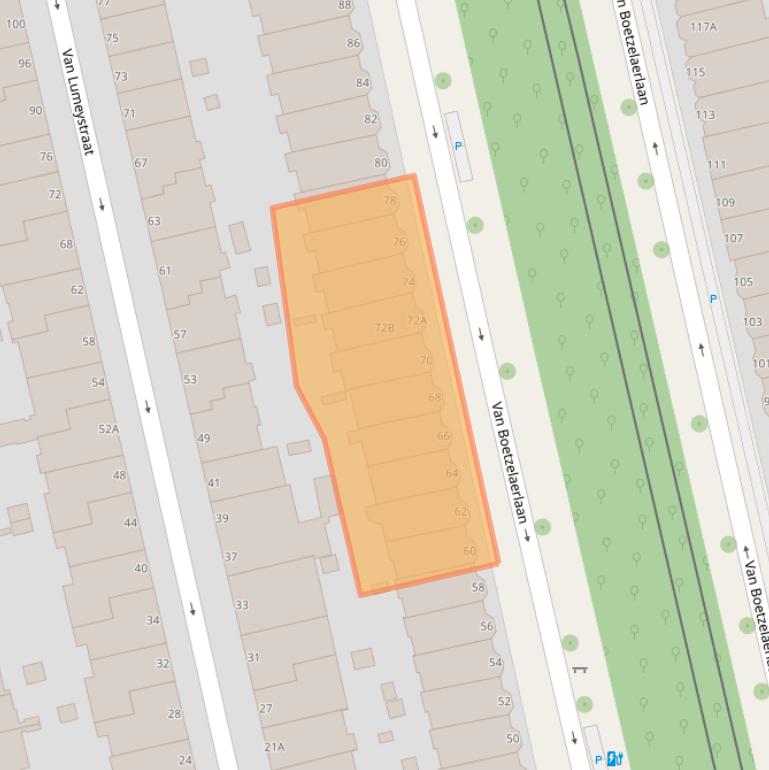 Kaart van postcodegebied 2581AL.