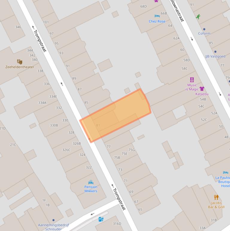 Kaart van postcodegebied 2581BM.