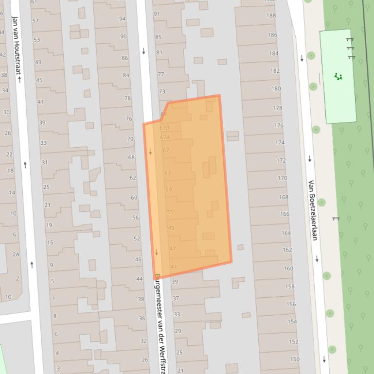 Kaart van postcodegebied 2581SE.