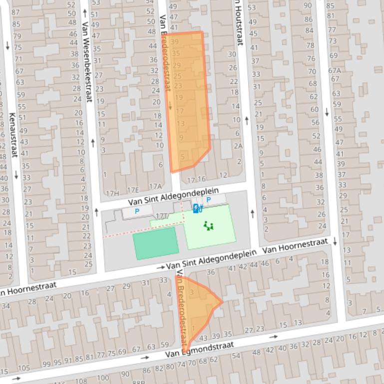 Kaart van postcodegebied 2581TB.