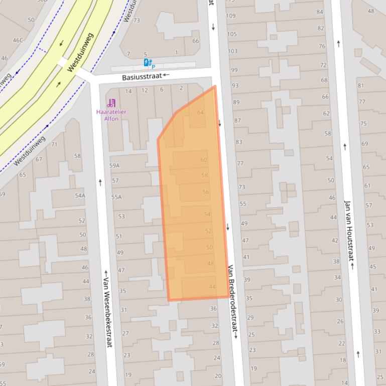 Kaart van postcodegebied 2581TG.