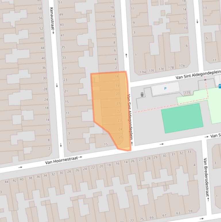 Kaart van postcodegebied 2581TM.