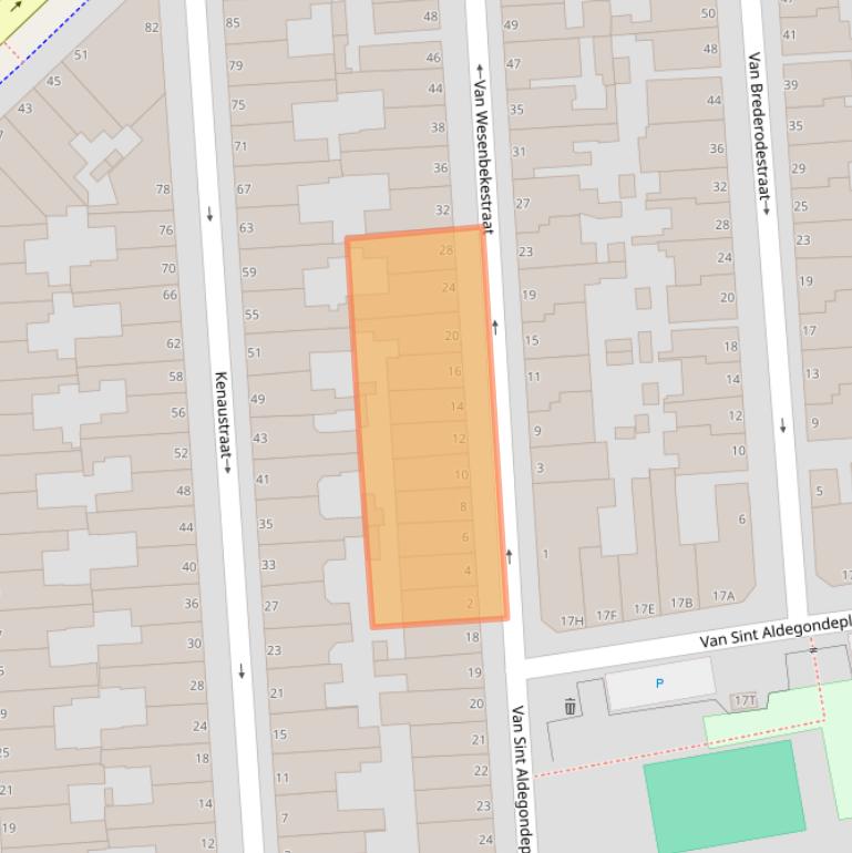 Kaart van postcodegebied 2581TT.