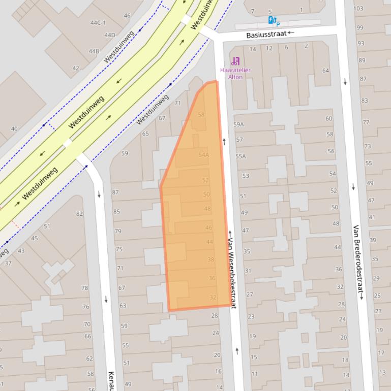 Kaart van postcodegebied 2581TV.