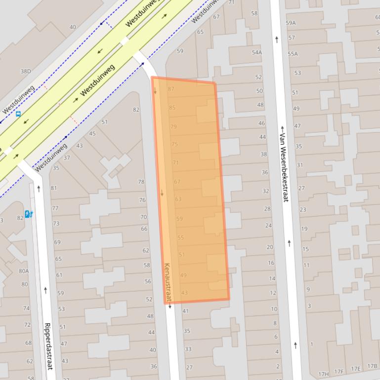 Kaart van postcodegebied 2581TX.