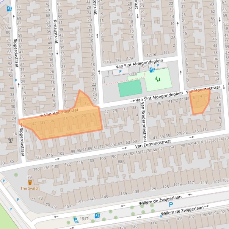 Kaart van postcodegebied 2581VG.