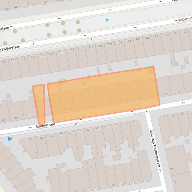 Kaart van postcodegebied 2581VJ.