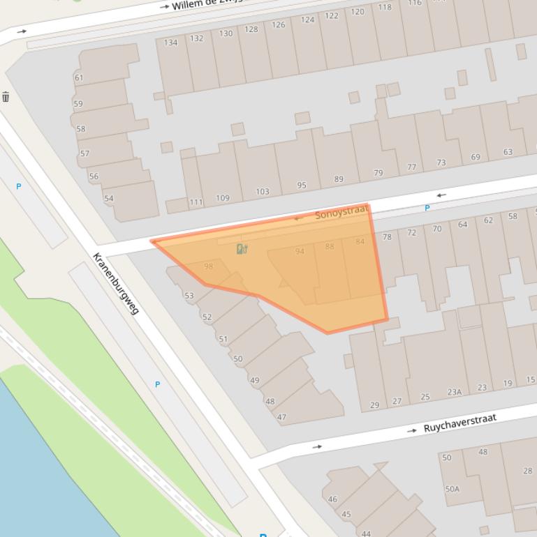 Kaart van postcodegebied 2581VP.