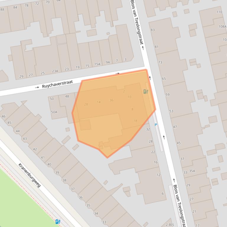 Kaart van postcodegebied 2581VS.