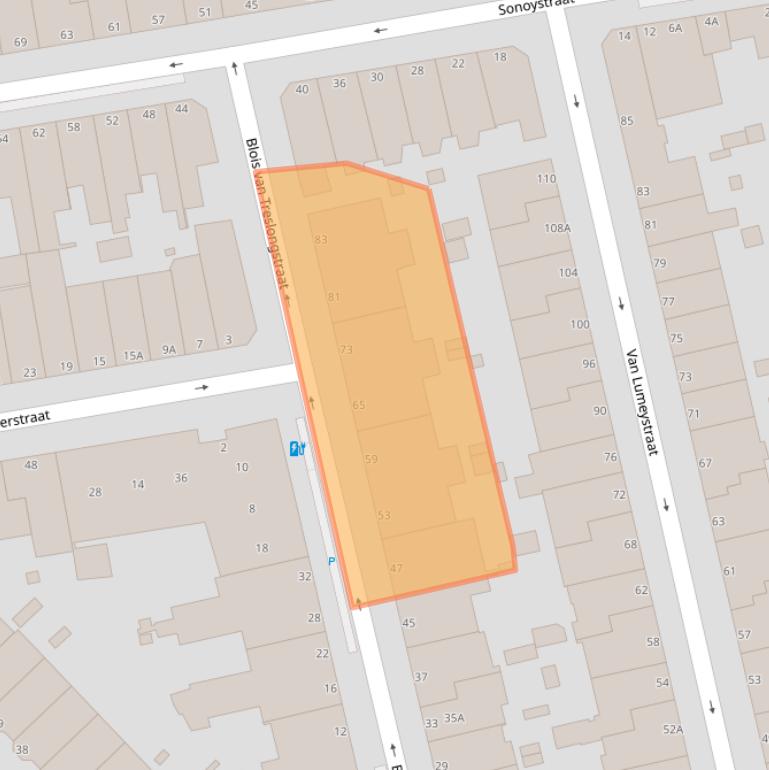 Kaart van postcodegebied 2581VX.