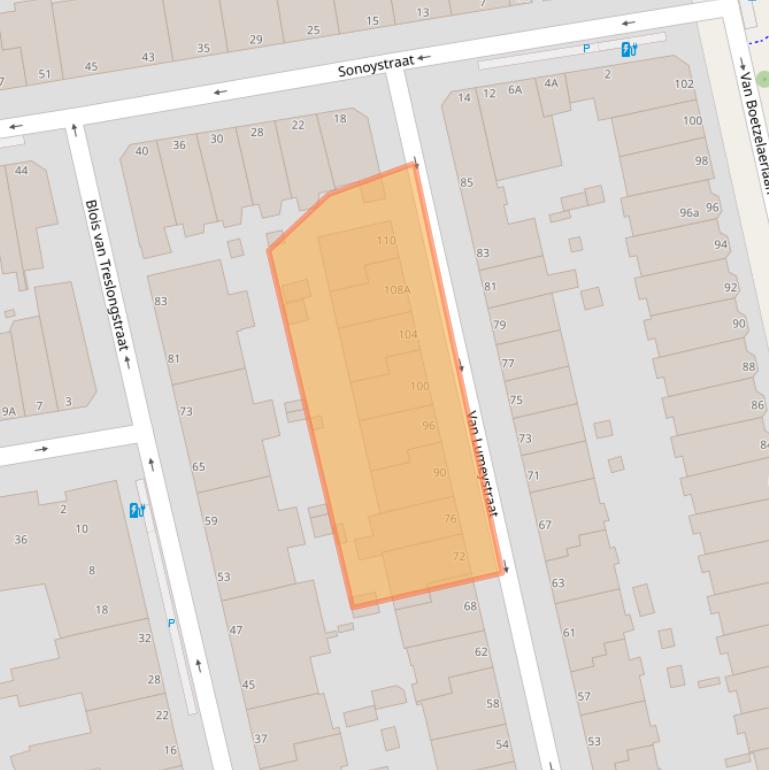 Kaart van postcodegebied 2581XE.