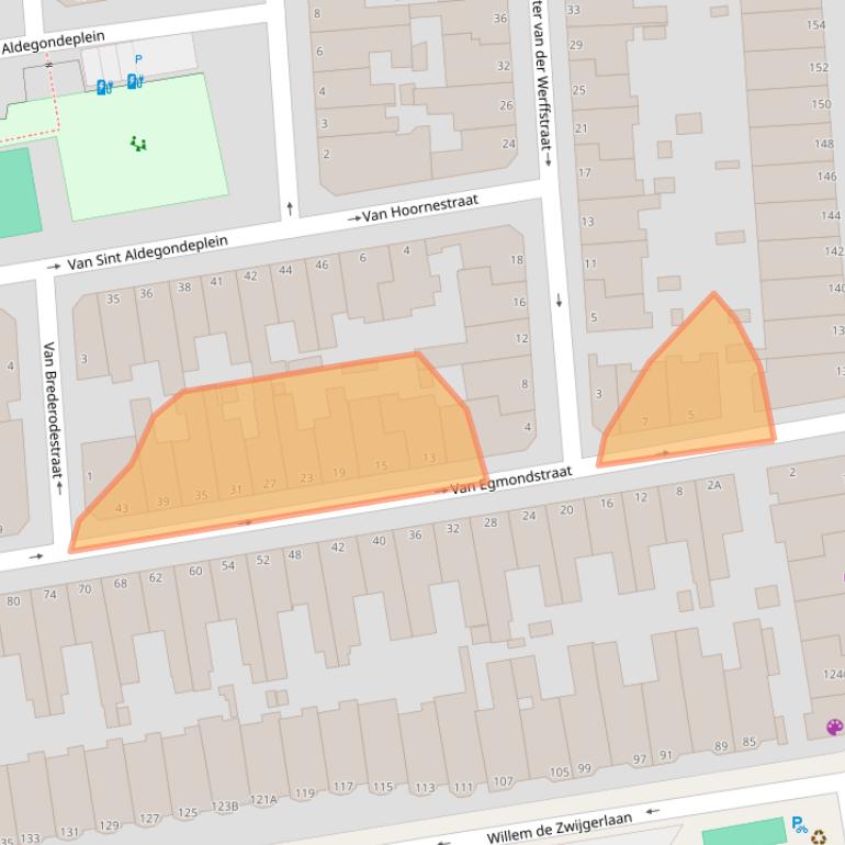 Kaart van postcodegebied 2581XH.