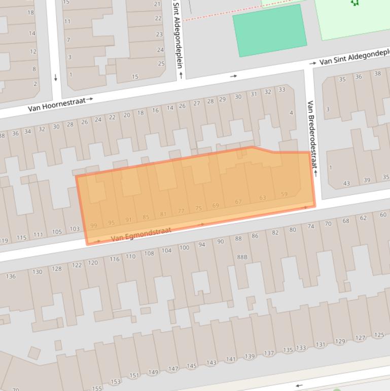 Kaart van postcodegebied 2581XJ.