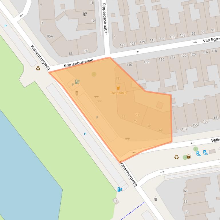 Kaart van postcodegebied 2581XT.