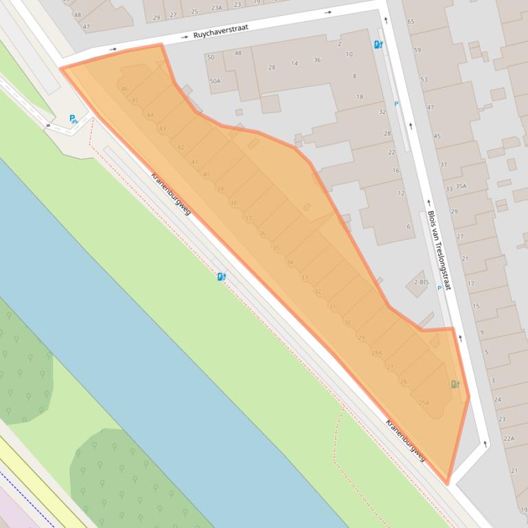 Kaart van postcodegebied 2581XW.