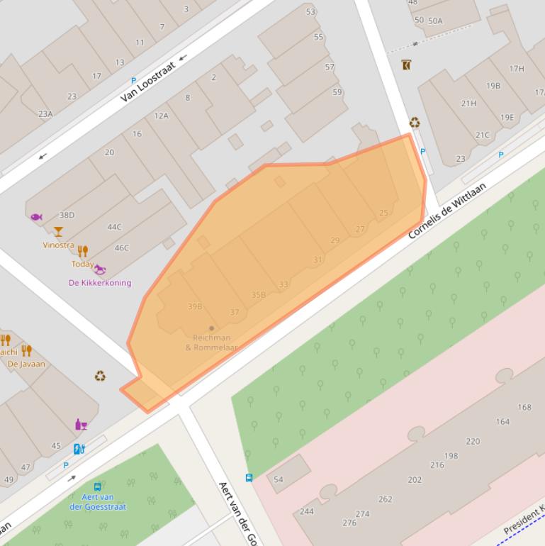 Kaart van postcodegebied 2582AB.