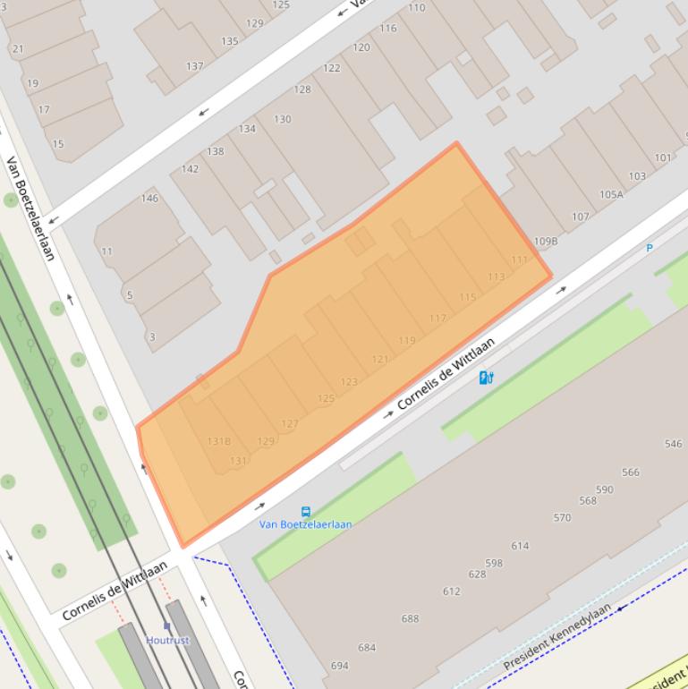 Kaart van postcodegebied 2582AG.