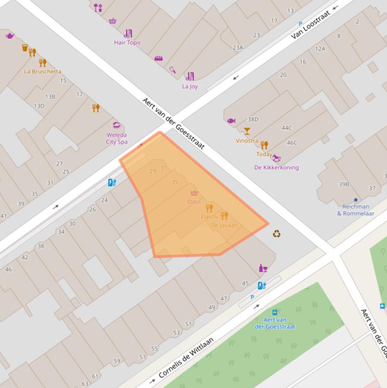 Kaart van postcodegebied 2582AJ.