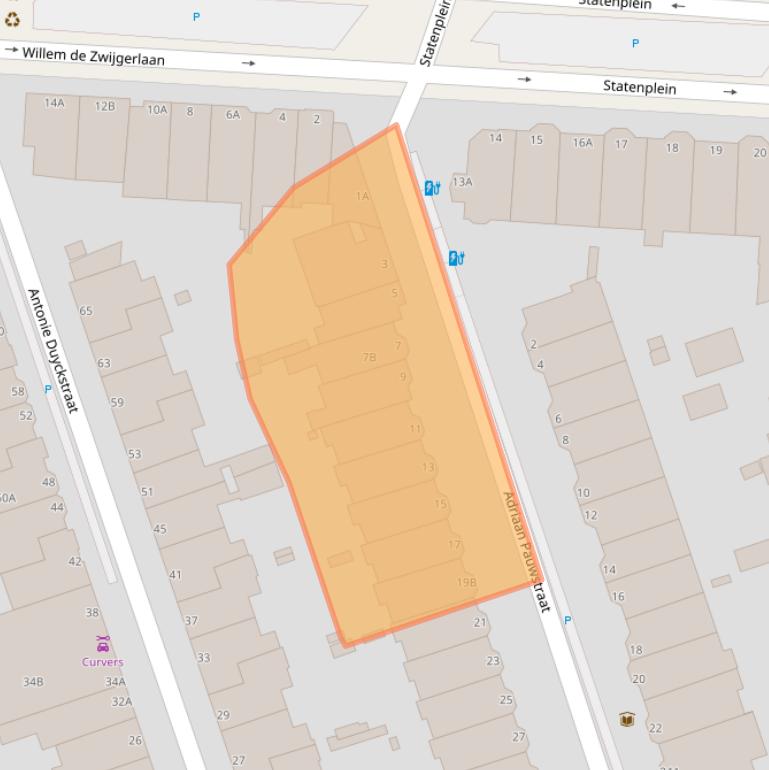 Kaart van postcodegebied 2582AM.