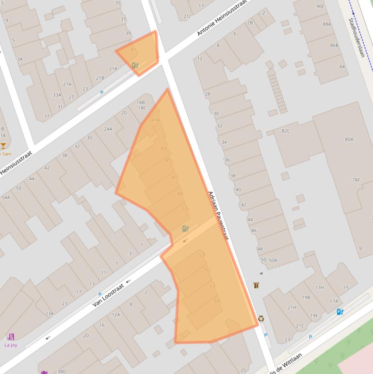 Kaart van postcodegebied 2582AP.