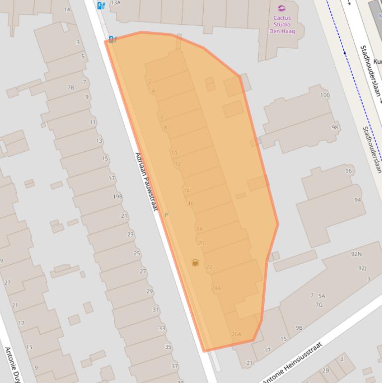 Kaart van postcodegebied 2582AR.