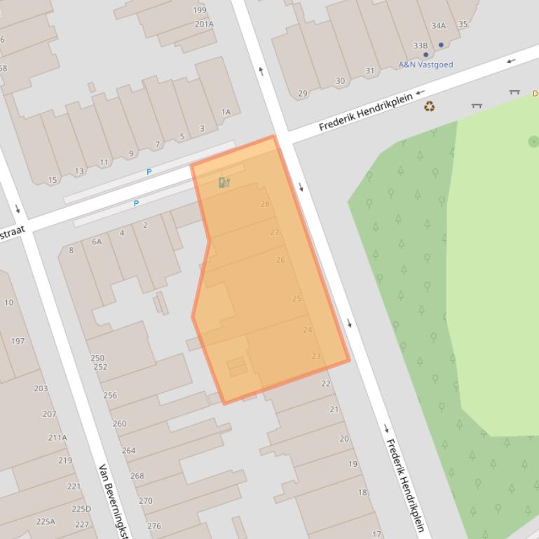 Kaart van postcodegebied 2582AW.