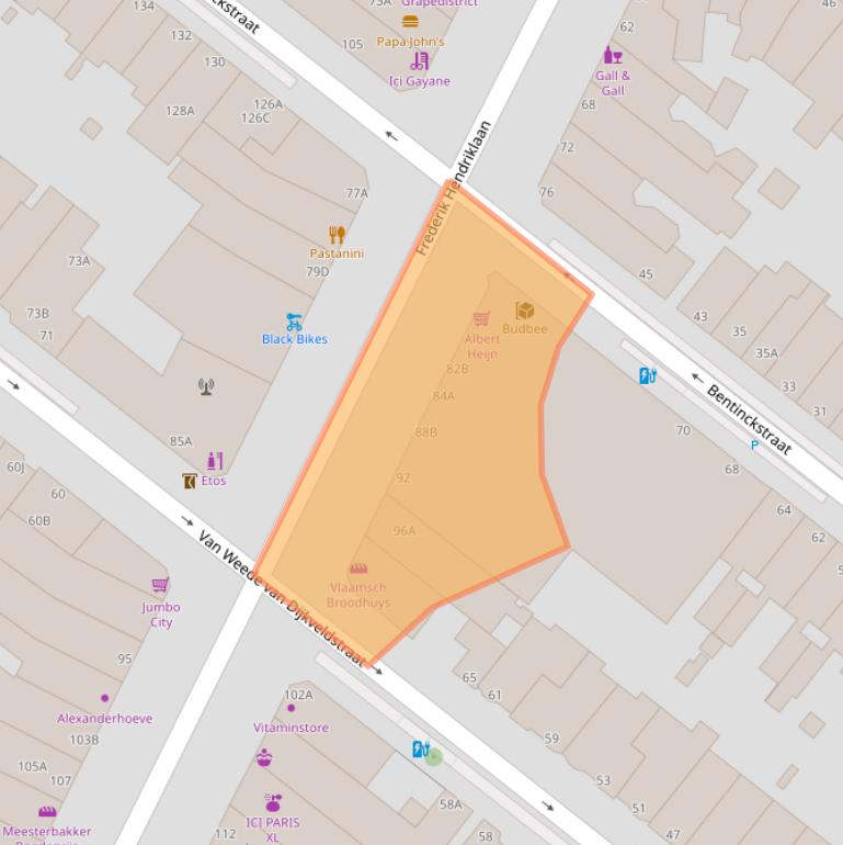 Kaart van postcodegebied 2582BE.