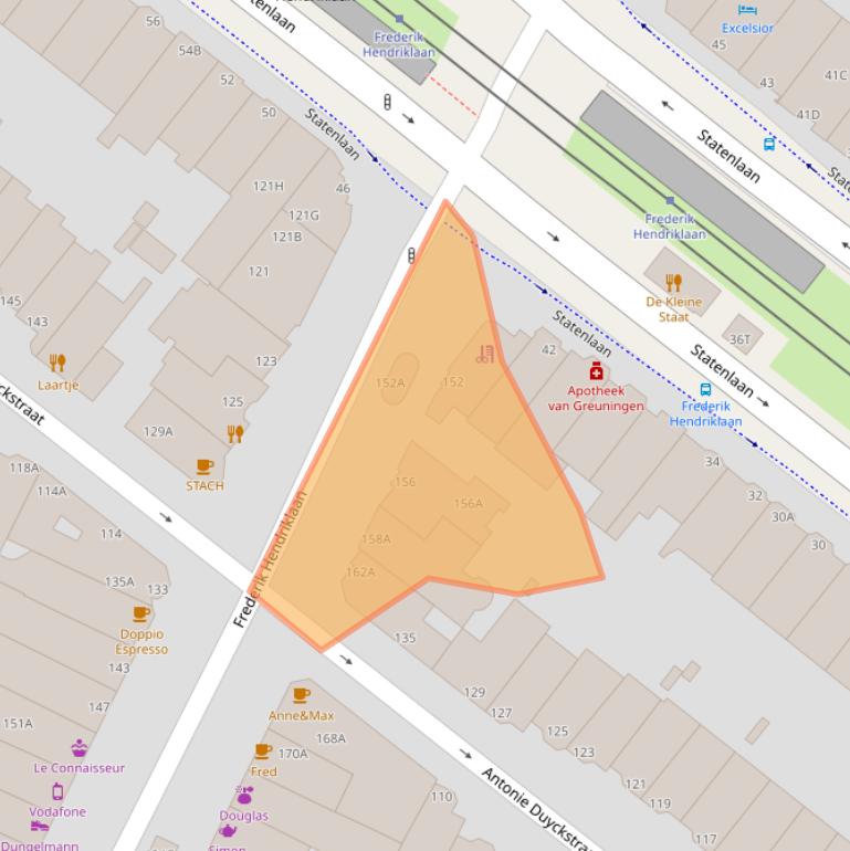 Kaart van postcodegebied 2582BJ.