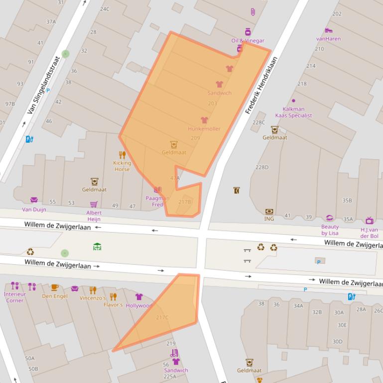 Kaart van postcodegebied 2582CB.