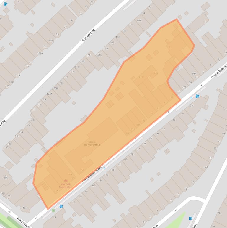 Kaart van postcodegebied 2582CH.